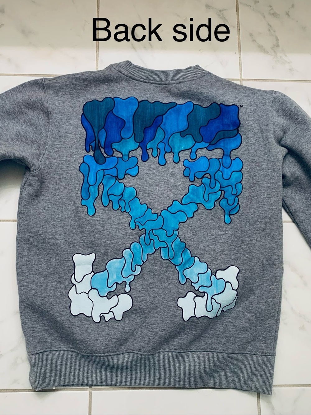 Off-White Gray Crewneck Sweatshirt, Large - Picture 4 of 6